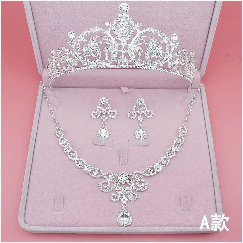 High Quality Fashion Crystal Wedding Bridal Jewelry Sets Women Bride Tiara Crowns Earring Necklace Wedding Jewelry Accessories