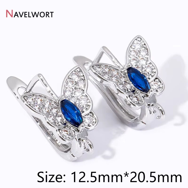 18K Gold Plated Brass Butterfly Earrings Findings,Inlaid Zircon Earwire Fasteners,Earring Making Materials,Diy Jewelry Findings