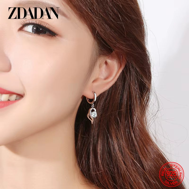925 Sterling Silver Crystal Zircon Earring for Women Fashion Jewelry