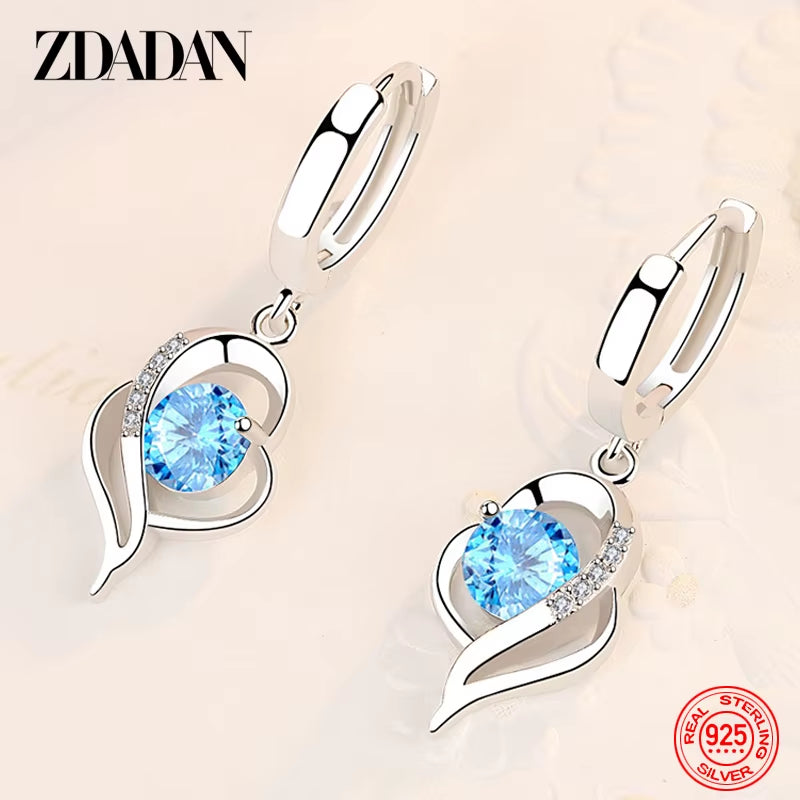 925 Sterling Silver Crystal Zircon Earring for Women Fashion Jewelry