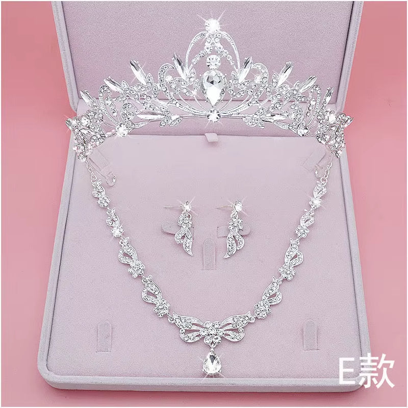 High Quality Fashion Crystal Wedding Bridal Jewelry Sets Women Bride Tiara Crowns Earring Necklace Wedding Jewelry Accessories