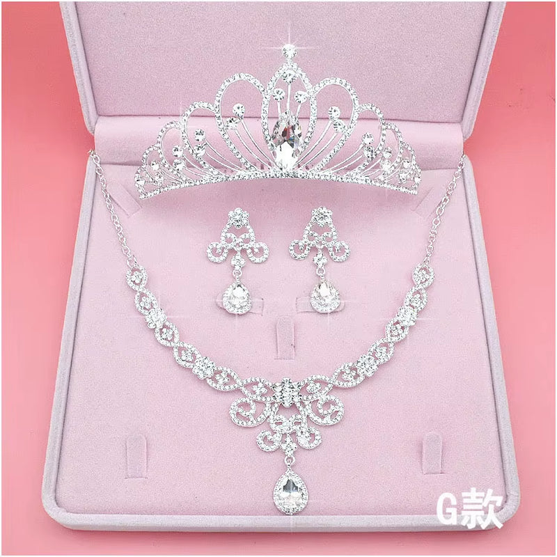 High Quality Fashion Crystal Wedding Bridal Jewelry Sets Women Bride Tiara Crowns Earring Necklace Wedding Jewelry Accessories